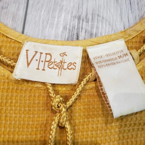 V-I-Petites Yellow Sleeveless Embroidered Maxi Dress Womans M/M - Picture 9 of 9